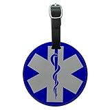 Graphics & More Star of Life Medical Health Emt Rn Md Round Leather Luggage Id Tag Suitcase, Black