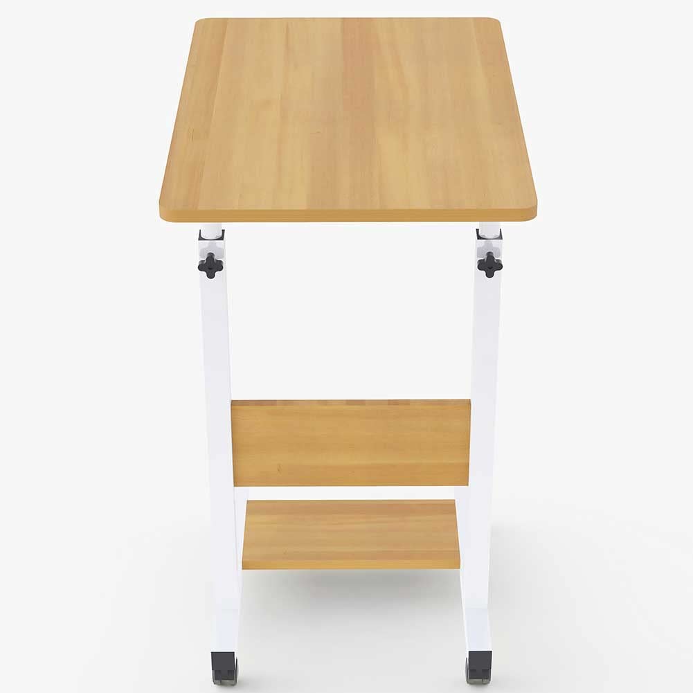 BAKAJI Escritorio Mesa de Trabajo Porta PC Ordenador Altura Regulable Mesa sofá con Tablero y Estante Inferior de Madera MDF Estructura Metal diseño Moderno 60 x 40 x 86 cm (Roble)