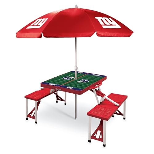 Image of PICNIC TIME NFL Picnic Table Portable Folding Table with Seats and Umbrella