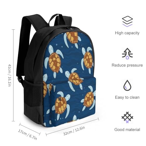 Mens Large Capacity Cute Sea Turtles Bags, Backpack Easy to Clean, Lightweight Bag for Daily Travel College Airplane Essentials2