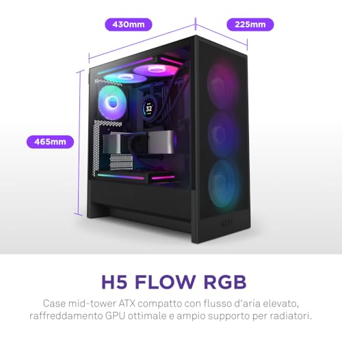 H5 Flow RGB - Case per PC da gaming mid-tower ATX compatto - Flusso d'aria elevato - Ventola F360 RGB Core (CV) inclusa - Supporto per radiatori da 360 mm (anteriore) - Nero - Cuffia gaming - Immagine 1