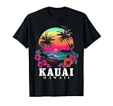 Kauai Hawaii Hawaiian Hibiscus Flowers Surfer Souvenir T-Shirt