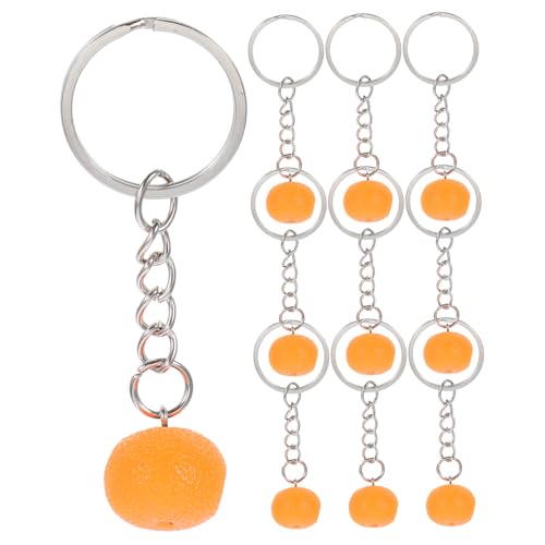 SOLUSTRE 10pcs Pvc Orange Keychain Lifelike Orange Keyring Cute Fruit Key Holder Pendants for Kids Backpack Purse Bag Car Accessories