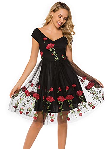 Robe de cocktail col V brodée idéale pour un mariage champêtre - 2