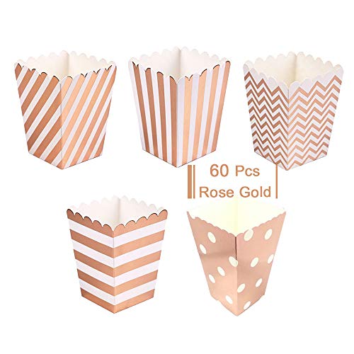 Rose Gold Open-Top Popcorn Box Set of 60 Popcorn Favor Boxes Cardboard Candy