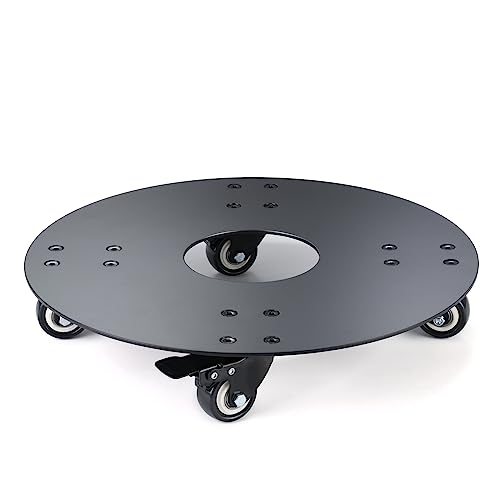 YUjieSTC Organizador para plantas con ruedas, resistente, aleación de aluminio de 3 mm de grosor, soporte rodante para plantas (16 pulgadas, redondo, negro)