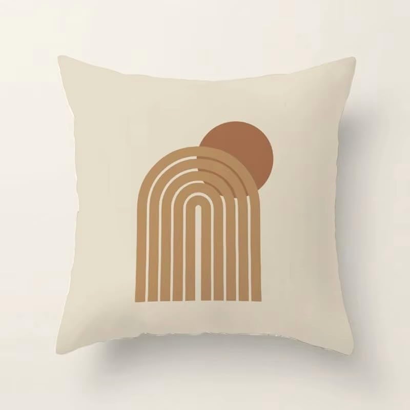 CIDIZY Modern Printed Jute Cushion Cover 16 Inch X 16 Inch, Set of 5, Multicolour