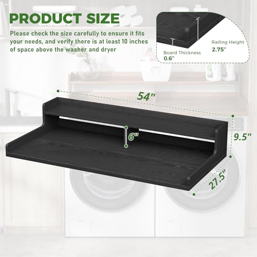 VOPEAK Washer and Dryer Countertop, Laundry Countertop, 54" x 27.5" Spacious Washer Dryer Topper, Wooden Washing Machine Topper for Laundry Room Organization and Folding Clothes, Black by VOPEAK - Image 2