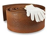 Wetterfeste Cortenstahl Rasenkante 10 m, 15 cm Hoch – Metall Beetumrandung mit Gitter, Einfache...