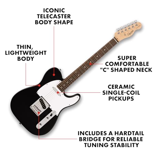 Fender Squier Debut Series Telecaster Electric Guitar, Beginner Guitar, 2-Year Warranty, Includes Free Lessons, Black with Satin Urethane Finish by Fender - Image 2