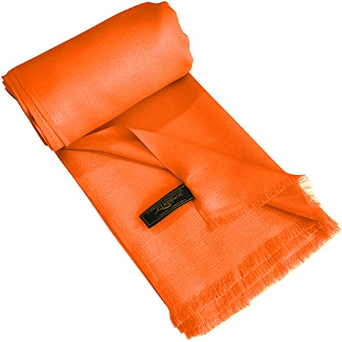 CJ Apparel Orange Solid Color Fringe Design Nepalese Shawl Seconds Scarf Wrap Stole Throw Head Wrap Pashmina Hand Made in Nepal New3