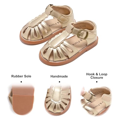 Image of Felix & Flora Toddler Girls Sandals Soft Rubber Princess Flat Shoes Flower Girl Shoes