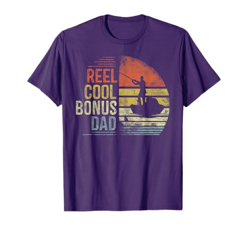 Reel Cool Bonus Dad Fishing Gifts Bonus Dad Birthday Vintage T-Shirt