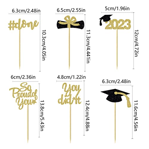Samoka Graduation Cupcake Toppers,24 Pcs Class 2023 Gold Graduation Cupcake Toppers,2023 Graduation Cap Diploma Cupcake Picks 2023 Graduation Theme Party Cake Decorations Supplies #TOP1