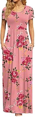 DB MOON Women's Summer Maxi Dresses Empire Waist Pink Floral 3XL