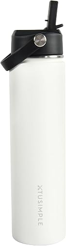 Miniatura 9 de Botella de agua de viaje aislada de 24 onzas, acero inoxidable, a prueba de fugas, mantiene las bebidas calientes o frías, para exteriores,