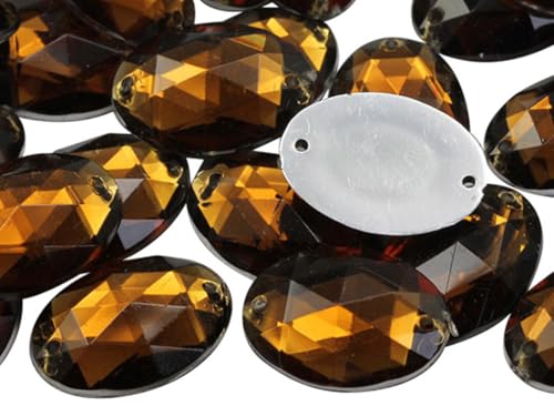 Allstarco 18x13mm (23/32x1/2) Brown Smokey Topaz Oval Sew-On Gems