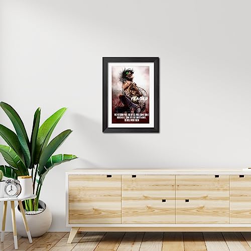 Image of TenorArts Eren Yeager Poster Attack on Titan Anime Quotes Laminated Photo Frame Painting with Matt Finish Black Textures (12 inches x 9inches)