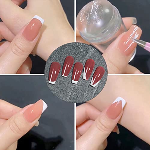 4 Sets French Nail Stamper Silicone Nail Art Stamper With Nail Scrapers And Replaceable Stamper Heads Jelly Nail Stamper Kit Diy Nail Art Tools, Christmas Stocking Stuffers Gifts For Women #TOP3