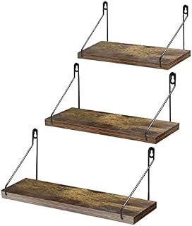 Amazon Brand - Umi Rustic Floating Shelf Metal Wire Wall Mounted Storage Shelves for Living Room Kitchen Office, 3 Pack