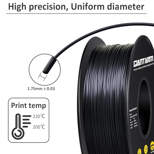 Image of GIANTARM Silk Black PLA Filament 1.75mm, Dimensional Accuracy + /-0.03mm, PLA Filament for 3D Printer, 1kg Spool