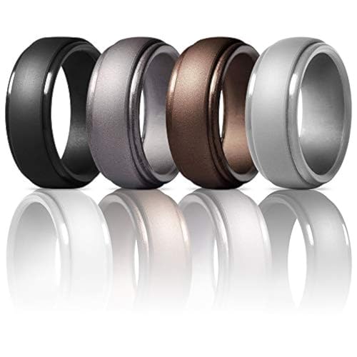 THE WHITE SHOP Silicone Wedding Ring for Men - 8mm Wide - 2.5mm Thick
