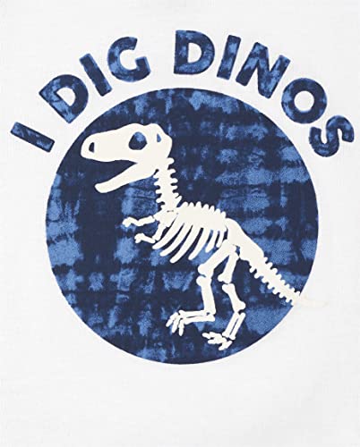 The Children's Place Baby-boy and Toddler Short Sleeve Top and Shorts Pajama Set Glow-dino/Blue 2 Pack Baby & Toddler - PJ Set 0-3 Months - image 3
