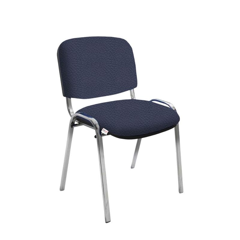 IDEALSEDIE - Sedia Scrivania Senza Rotelle con Telaio Cromato, Sedia Ufficio Senza Ruote Comoda, Impilabile, Sedie per Sala d'Attesa, Sala Riunioni, Conferenze (Finta Pelle, Blu)