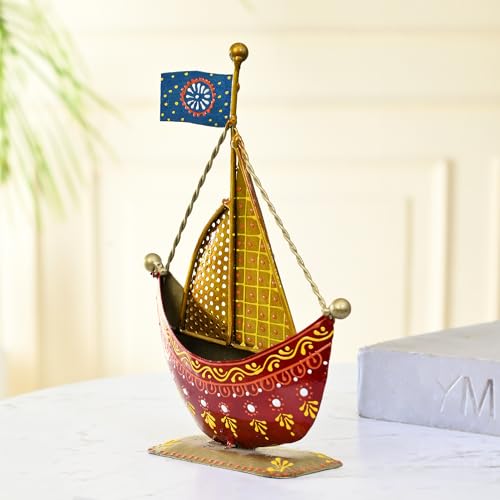 Image of CraftVatika Metal Turkish Ship Boat Naav Showpiece - Home Decor Figurine for Living Room, Bedroom, Office Desk - Tabletop Desktop Side Corner Decoration (Type 2), Multicolor