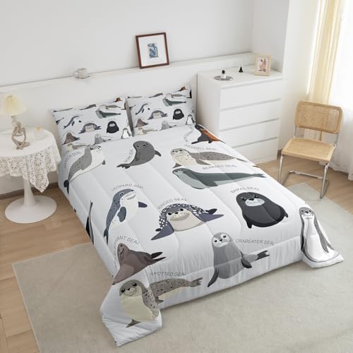 Image of Feelyou Kids Cartoon Seal Comforter Set Full Size for Boys Girls Teens