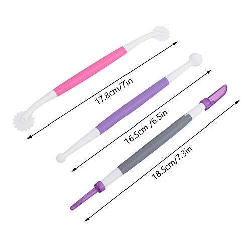 HAOHIZE 3pcs Cake Carving Decorating Tool, Fondant Cake Icing Quilting Tools Modelling Flower Patterns Pastry Carving Cutter - Image 2
