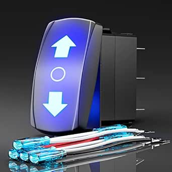 Interruptor Basculante Momentáneo De 12V Para Coche - 5 Pines, Corriente 20A, Retroiluminación Azul, Pack De 2