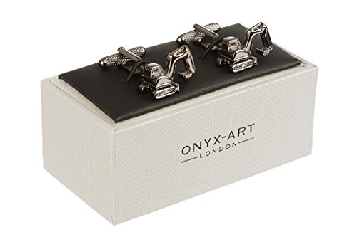 Digger Excavator Cufflinks In Onyx Art Box