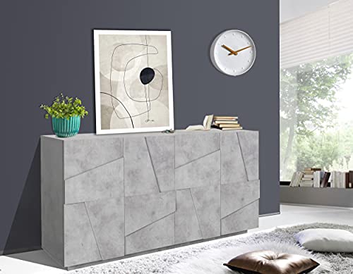 PRATICO E INNOVATIVO: Il suo design moderno ed elegante rende questa credenza con ante e cassetti perfetta da posizionare in un ambiente moderno e luminoso, in qualsiasi stanza del vostro appartamento, dall'atrio fino alla camera da letto: è il prodotto ideale per chi è alla ricerca di un articolo funzionale salvaspazio per la propria casa - La colorazione grigio cenere è molto moderna, innovativa e allo stesso tempo si adatta con facilità a qualsiasi tipo di ambiente
