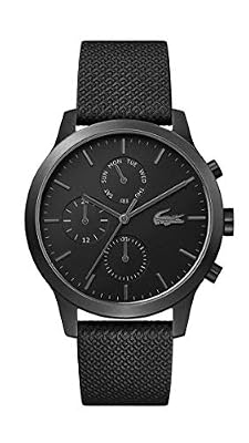 Lacoste Orologio Analogico Multifunzione al Quarzo da Uomo Collezione LACOSTE.12.12 con Cinturino in Pelle Nero - 2010997