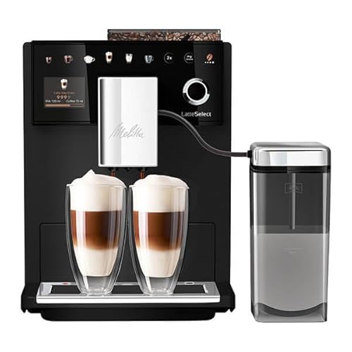 Melitta Latte Select F630-212 - Cafetera de café para oficina o hogar, acero inoxidable, 1400 W, 1,8 L, negro esmerilado