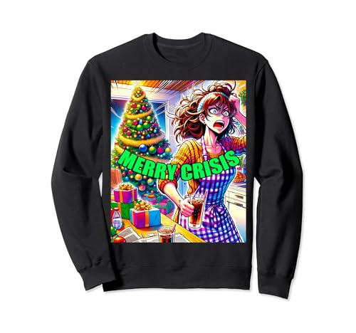 Merry Crisis Funny Holiday, Magna, dessin animé, Sweatshirt