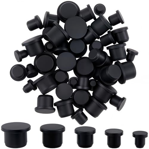 Image of GORGECRAFT 50Pcs 5 Sizes Black Silicone Stopper Tube Seal Plug 6.5-14mm Inner Diameter Salt and Pepper Shakers Stopper Reusable Waterproof Replacement Insert Hole Plug End Covers for Bottles Pipes