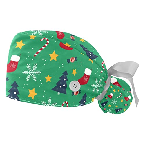 Chapeaux de travail vert de Noël JDEZ casquettes bouffantes mixtes