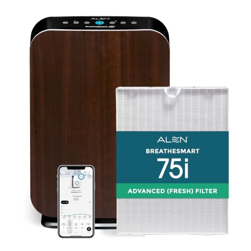 Image of Alen Air Purifier BreatheSmart 75i HEPA with Fresh Filter + Carbon for Large Rooms up to 2800 Sq. Ft - Perfect for Living Room & Kitchen - Captures Dus + Household Odors & Smoke - Espresso
