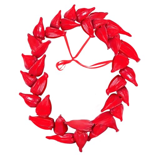ERNTRNL Ula Fala - Ula Fala Necklace Samoa Red, Handmade Natural Fruits Ula Fala Samoan Necklace Jewelry Chain Gifts for Women Men, Hawaiian Heritage Jewelry Beach Holiday Decor Accessories