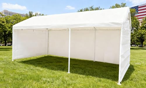Rutile 10x20 Carport Replacement Sidewall, 180G PE Waterproof & UV Protected Sidewall Cover (White, Sidewall Panel w/o Mesh Windows) by Rutile - Used condition - Image 7