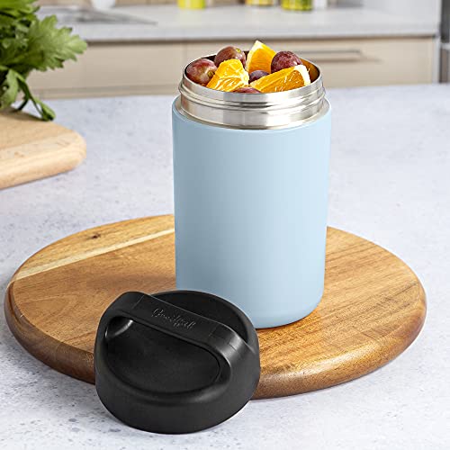 Goodful Vacuum Sealed Insulated Food Jar With Handle Lid, Stainless Steel Thermos, Lunch Container, 16 Oz, Sky Blue #TOP4