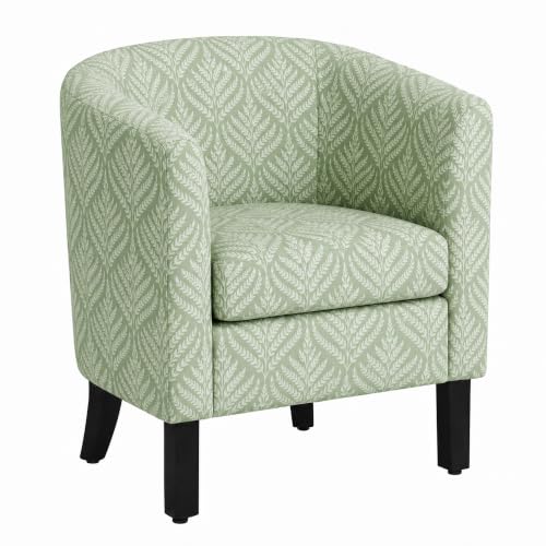 Image of BELLEZE Upholstered Barrel Accent Chair - Frond Green