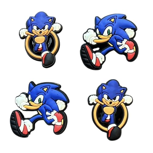 Hedgehog Shoe Charms 4 Piece Decorative Set Running and Face Designs