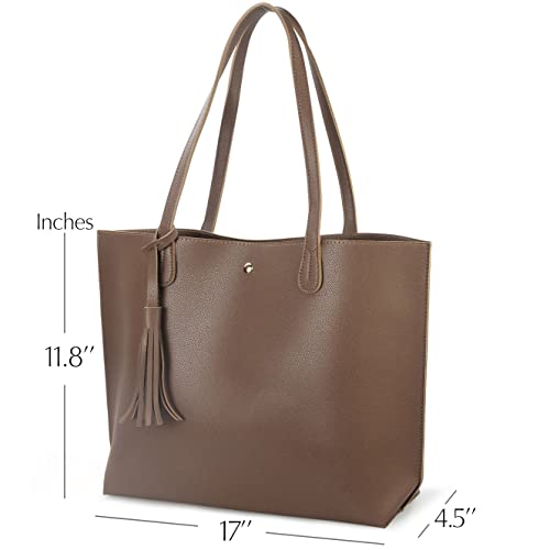Image of Minimalist Clean Cut Pebbled Faux Leather Tote Womens Shoulder Handbag