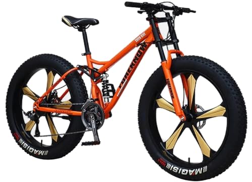 Kcolic VTT 4.0 Fat Tire, 26 Pouces 21 Vitesses, Cadre Acier Haute Teneur Carbone, Suspension Intégrale, Double Frein Disque, pour Randonnées Et Plages F,5
