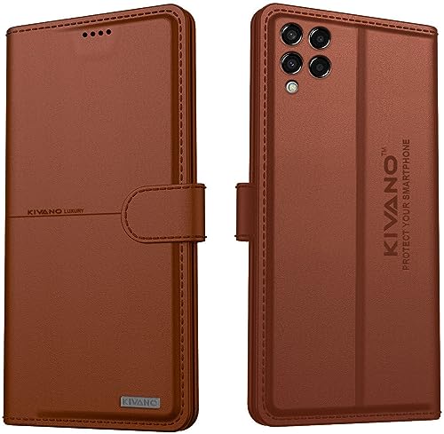 Image of Compatible with Samsung Galaxy M33 5G Flip Cover | Leather Finish | Inside Pockets & Inbuilt Stand | Shockproof Wallet Style Magnetic Closure Back Cover Case