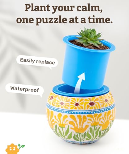 Image of PieceRelax 3D Puzzle Planter 80 Pieces - Summer Blossoms, for Mom, Home Decor Flower Pots for Indoor Cactus, Succulents Pots [K1126]