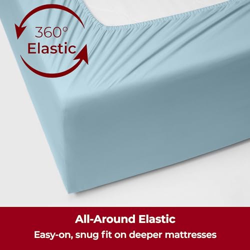 Image of Mellanni Extra Deep California King Sheets - 4 PC Iconic Collection Bedding | Hotel Luxury, Ultra Soft, Cooling Bed Sheets - Wrinkle, Fade, Stain Resistant (Cal King, Aqua)